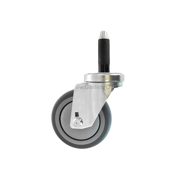5"x1-1/4" Swivel Caster, Gray Thermo Plastic Rubber Wheel, 3/4" Ex